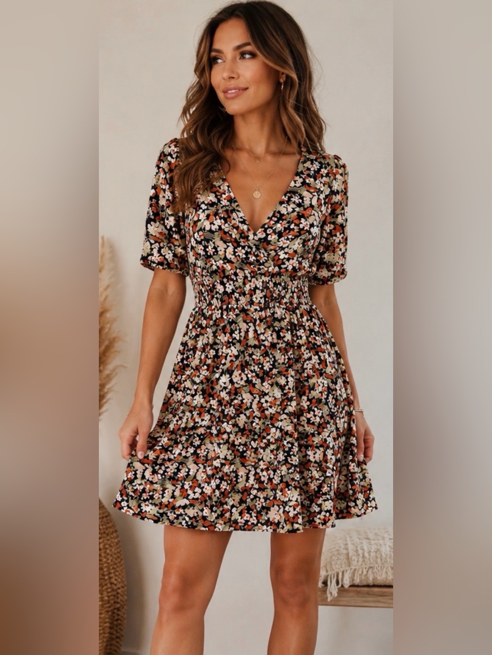 Free People Floral Smocked Mini Dress NWT Size 0 Boho Cottagecore